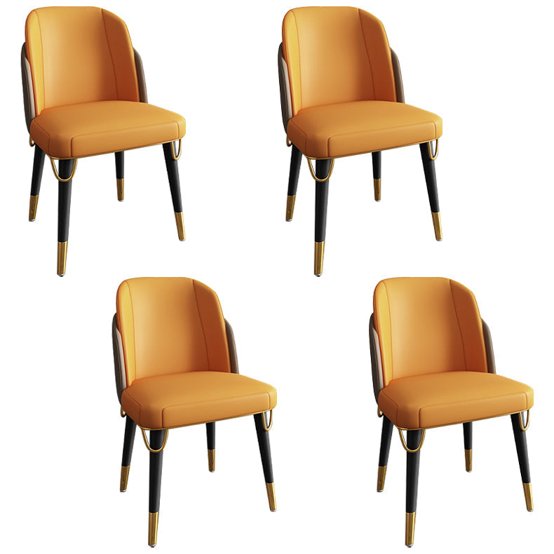 Glam 1/4/5/6/7 Pieces Dining Room Set Round Dining Table Set 4 Orange Chairs Clearhalo 'Dining Room Sets' 'Dining Tables & Seating' 'dining_room_set' 'furn' 'furn_dining_room_set' 'Furniture' 'furniture_dining_room_set' 'Kitchen & Dining Furniture' 4889708
