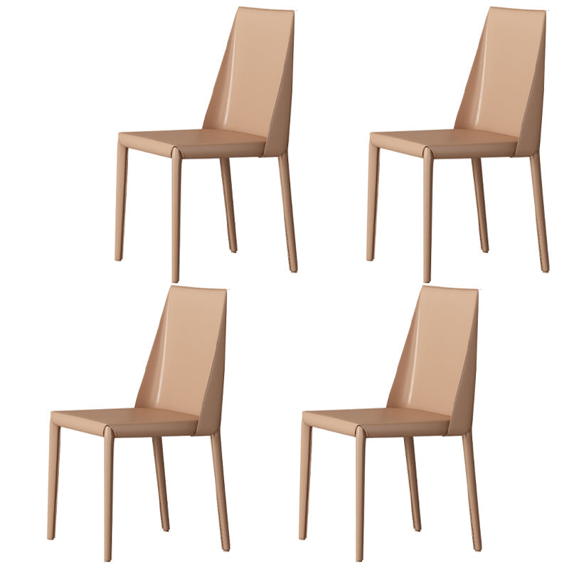 Designer Style 1/2/4/5 Pieces Dining Set Sintered Stone Dining Table with Leather Chairs 4 Brown Chairs Clearhalo 'Dining Room Sets' 'Dining Tables & Seating' 'dining_room_set' 'furn' 'furn_dining_room_set' 'Furniture' 'furniture_dining_room_set' 'Kitchen & Dining Furniture' 4889723