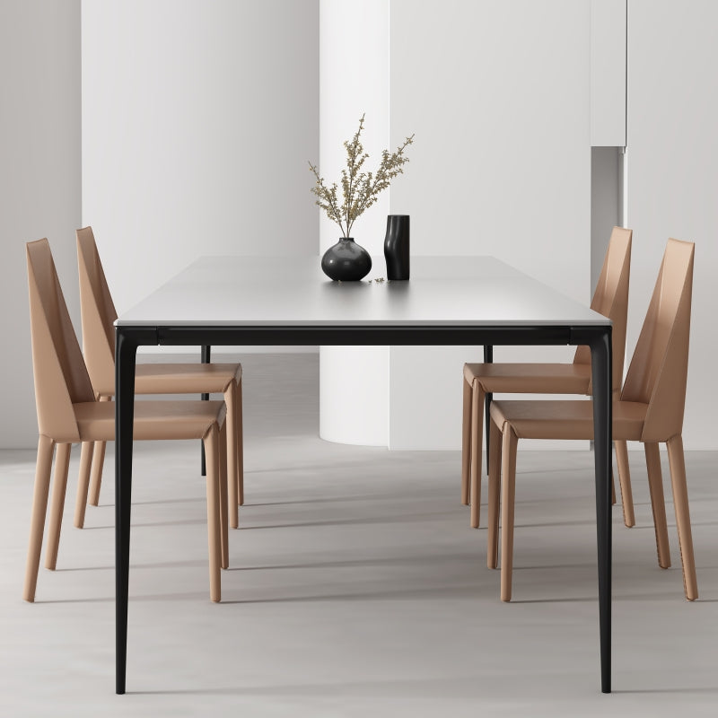 Designer Style 1/2/4/5 Pieces Dining Set Sintered Stone Dining Table with Leather Chairs Clearhalo 'Dining Room Sets' 'Dining Tables & Seating' 'dining_room_set' 'furn' 'furn_dining_room_set' 'Furniture' 'furniture_dining_room_set' 'Kitchen & Dining Furniture' 4889725