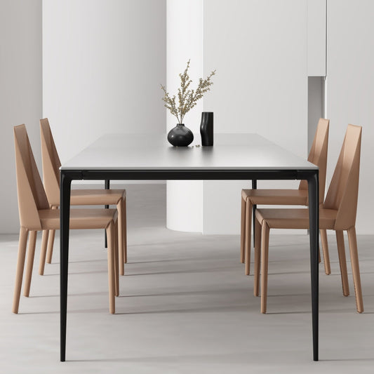 Designer Style 1/2/4/5 Pieces Dining Set Sintered Stone Dining Table with Leather Chairs Clearhalo 'Dining Room Sets' 'Dining Tables & Seating' 'dining_room_set' 'furn' 'furn_dining_room_set' 'Furniture' 'furniture_dining_room_set' 'Kitchen & Dining Furniture' 4889725