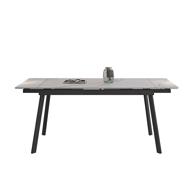 Modern 1/4/5/7 Pieces Dining Table Set with White Sintered Stone Top Scalable Dinette Set White 55.1"L x 31.5"W Clearhalo 'Dining Room Sets' 'Dining Tables & Seating' 'dining_room_set' 'furn' 'furn_dining_room_set' 'Furniture' 'furniture_dining_room_set' 'Kitchen & Dining Furniture' 4889751