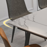 Modern 1/4/5/7 Pieces Dining Table Set with White Sintered Stone Top Scalable Dinette Set Clearhalo 'Dining Room Sets' 'Dining Tables & Seating' 'dining_room_set' 'furn' 'furn_dining_room_set' 'Furniture' 'furniture_dining_room_set' 'Kitchen & Dining Furniture' 4889752