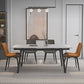 Modern 1/4/5/7 Pieces Dining Table Set with White Sintered Stone Top Scalable Dinette Set 5 Pieces: Table, 2 Grey+2 Orange Chairs Clearhalo 'Dining Room Sets' 'Dining Tables & Seating' 'dining_room_set' 'furn' 'furn_dining_room_set' 'Furniture' 'furniture_dining_room_set' 'Kitchen & Dining Furniture' 4889756