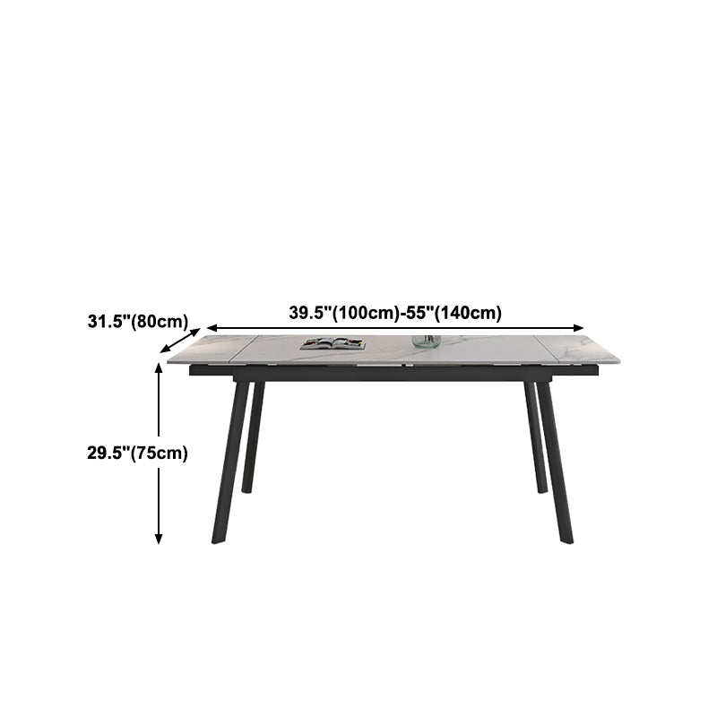 Modern 1/4/5/7 Pieces Dining Table Set with White Sintered Stone Top Scalable Dinette Set Clearhalo 'Dining Room Sets' 'Dining Tables & Seating' 'dining_room_set' 'furn' 'furn_dining_room_set' 'Furniture' 'furniture_dining_room_set' 'Kitchen & Dining Furniture' 4889757