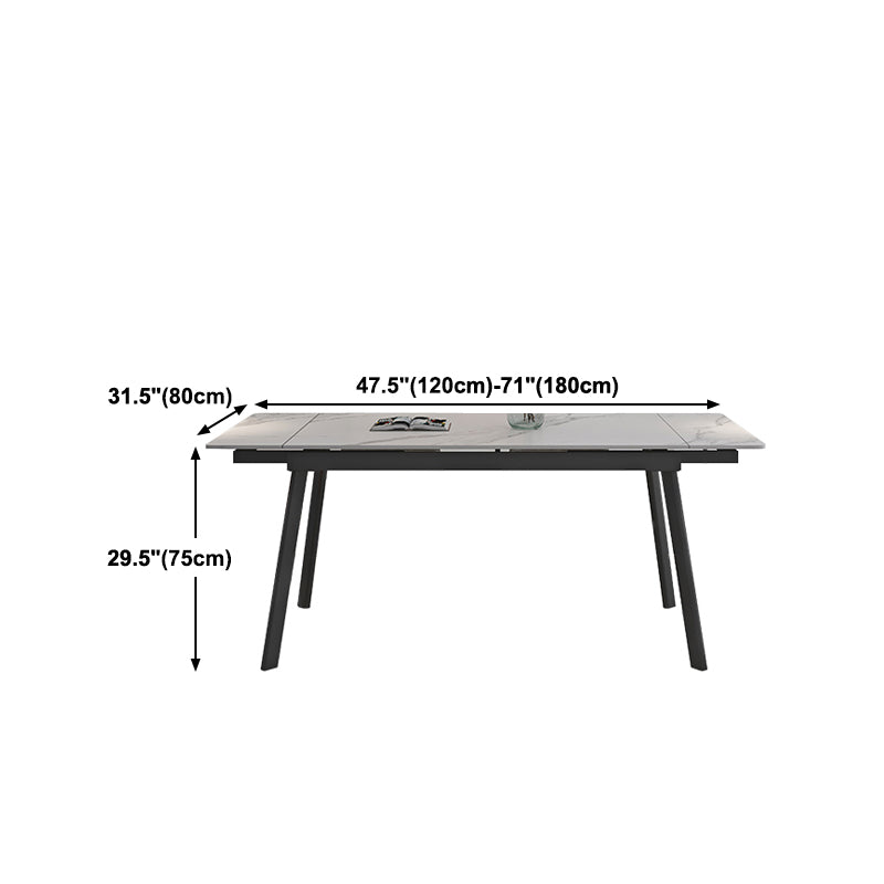 Modern 1/4/5/7 Pieces Dining Table Set with White Sintered Stone Top Scalable Dinette Set Clearhalo 'Dining Room Sets' 'Dining Tables & Seating' 'dining_room_set' 'furn' 'furn_dining_room_set' 'Furniture' 'furniture_dining_room_set' 'Kitchen & Dining Furniture' 4889758