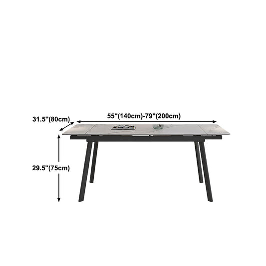 Modern 1/4/5/7 Pieces Dining Table Set with White Sintered Stone Top Scalable Dinette Set Clearhalo 'Dining Room Sets' 'Dining Tables & Seating' 'dining_room_set' 'furn' 'furn_dining_room_set' 'Furniture' 'furniture_dining_room_set' 'Kitchen & Dining Furniture' 4889759