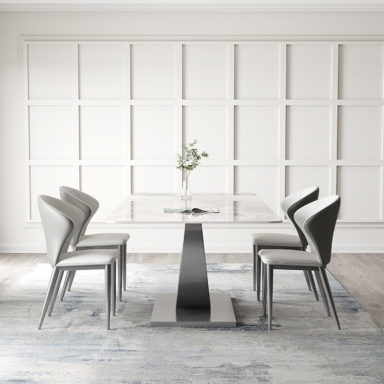 1/2/4/5/6/7/8 Pieces Dining Chair Set Sintered Stone Dining Room Set with Pedestal Base 5 Pieces: Table, 4 Chairs Clearhalo 'Dining Room Sets' 'Dining Tables & Seating' 'dining_room_set' 'furn' 'furn_dining_room_set' 'Furniture' 'furniture_dining_room_set' 'Kitchen & Dining Furniture' 4889764