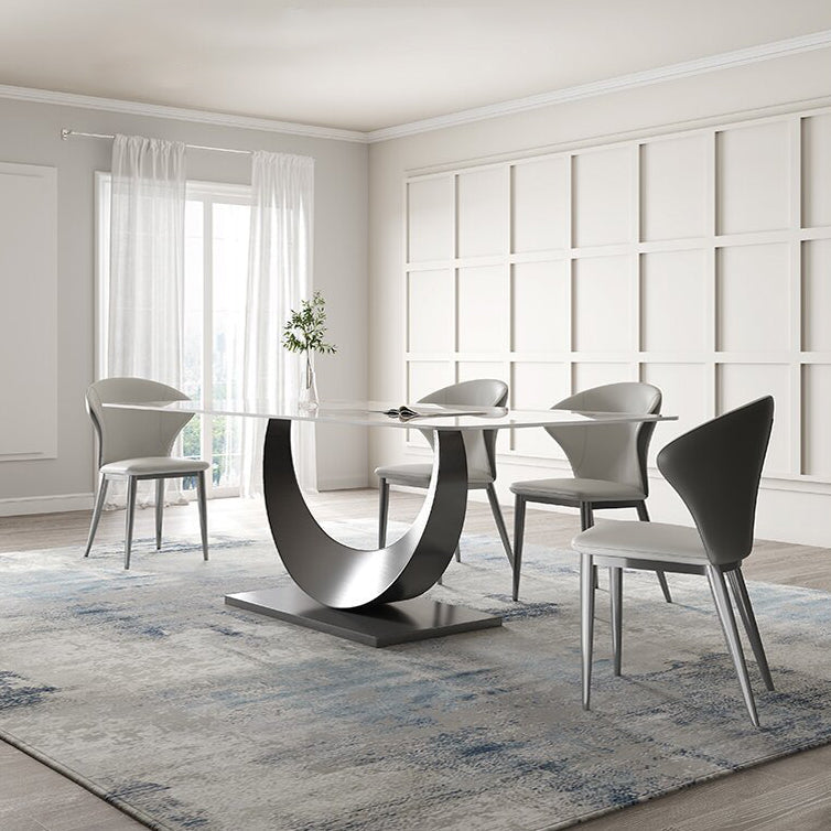 1/2/4/5/6/7/8 Pieces Dining Chair Set Sintered Stone Dining Room Set with Pedestal Base Clearhalo 'Dining Room Sets' 'Dining Tables & Seating' 'dining_room_set' 'furn' 'furn_dining_room_set' 'Furniture' 'furniture_dining_room_set' 'Kitchen & Dining Furniture' 4889766