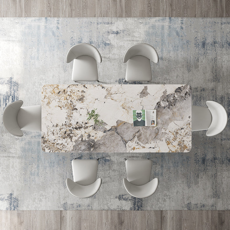 1/2/4/5/6/7/8 Pieces Dining Chair Set Sintered Stone Dining Room Set with Pedestal Base 7 Pieces: Table, 6 Chairs Clearhalo 'Dining Room Sets' 'Dining Tables & Seating' 'dining_room_set' 'furn' 'furn_dining_room_set' 'Furniture' 'furniture_dining_room_set' 'Kitchen & Dining Furniture' 4889771