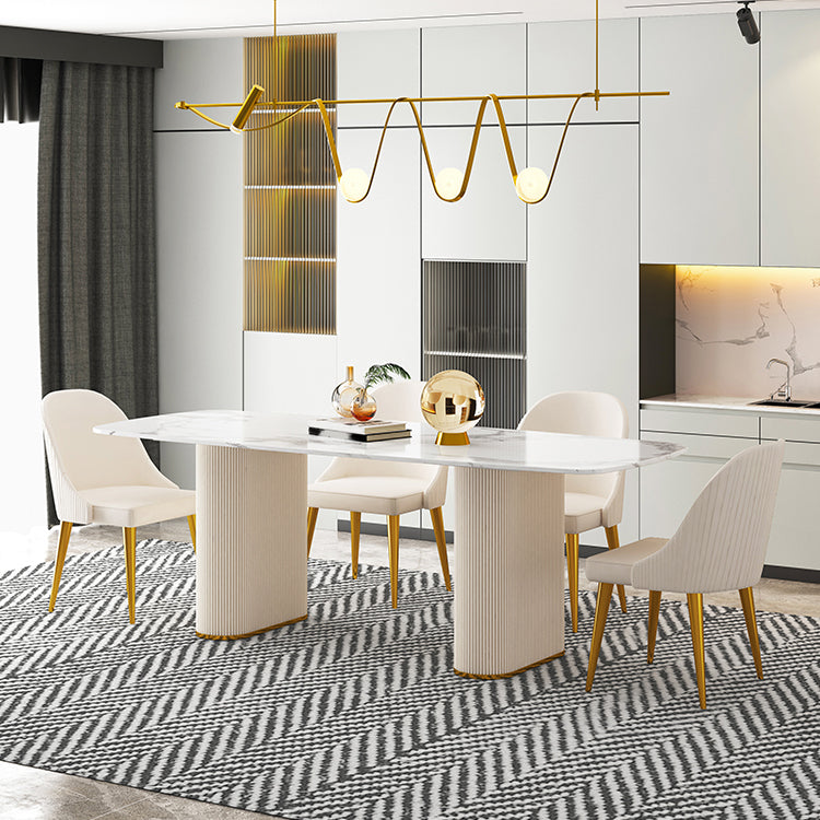 Nordic 1/5/7 Pieces Dining Set Sintered Stone Dining Table with Leather Chairs Clearhalo 'Dining Room Sets' 'Dining Tables & Seating' 'dining_room_set' 'furn' 'furn_dining_room_set' 'Furniture' 'furniture_dining_room_set' 'Kitchen & Dining Furniture' 4889780