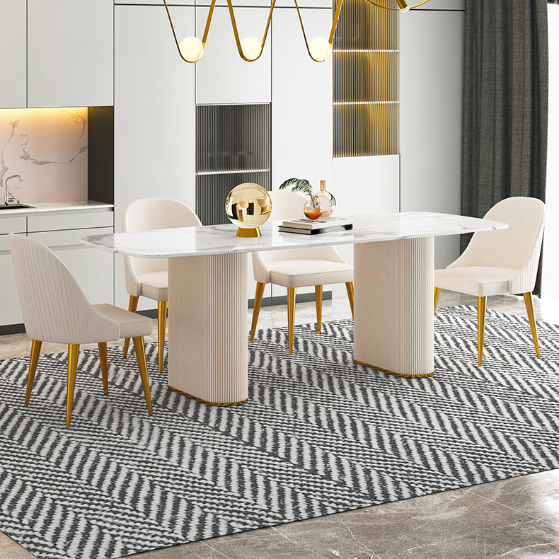 Nordic 1/5/7 Pieces Dining Set Sintered Stone Dining Table with Leather Chairs Clearhalo 'Dining Room Sets' 'Dining Tables & Seating' 'dining_room_set' 'furn' 'furn_dining_room_set' 'Furniture' 'furniture_dining_room_set' 'Kitchen & Dining Furniture' 4889781