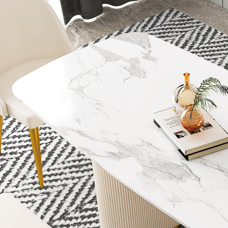 Nordic 1/5/7 Pieces Dining Set Sintered Stone Dining Table with Leather Chairs Clearhalo 'Dining Room Sets' 'Dining Tables & Seating' 'dining_room_set' 'furn' 'furn_dining_room_set' 'Furniture' 'furniture_dining_room_set' 'Kitchen & Dining Furniture' 4889784