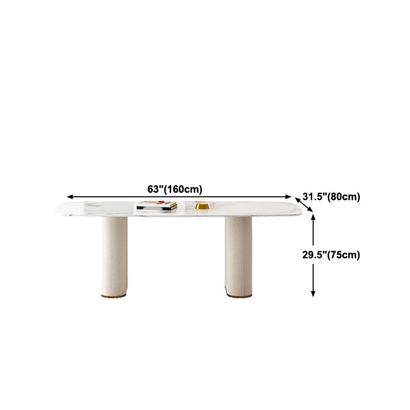 Nordic 1/5/7 Pieces Dining Set Sintered Stone Dining Table with Leather Chairs Clearhalo 'Dining Room Sets' 'Dining Tables & Seating' 'dining_room_set' 'furn' 'furn_dining_room_set' 'Furniture' 'furniture_dining_room_set' 'Kitchen & Dining Furniture' 4889789