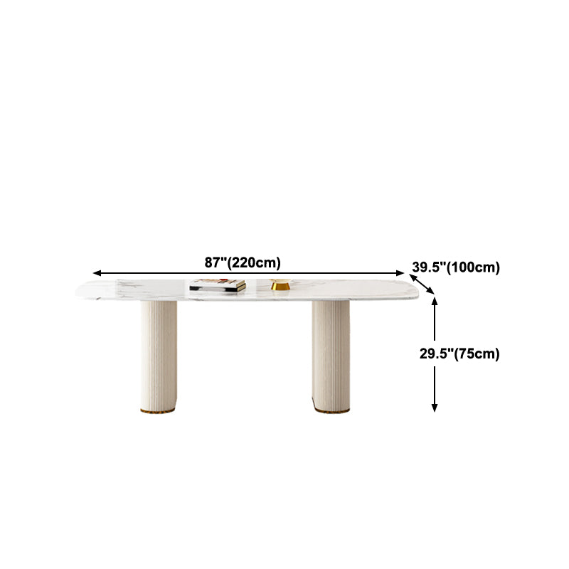 Nordic 1/5/7 Pieces Dining Set Sintered Stone Dining Table with Leather Chairs Clearhalo 'Dining Room Sets' 'Dining Tables & Seating' 'dining_room_set' 'furn' 'furn_dining_room_set' 'Furniture' 'furniture_dining_room_set' 'Kitchen & Dining Furniture' 4889792