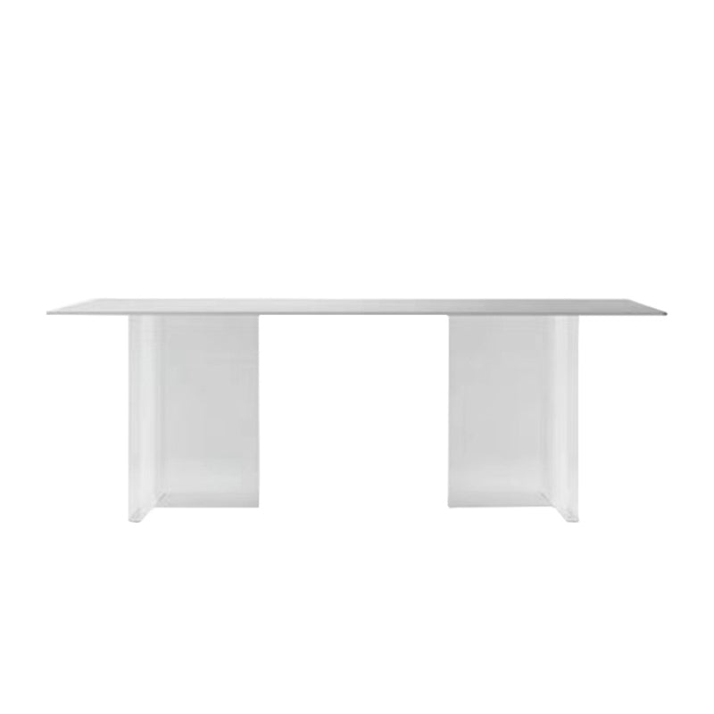 Designer Style 1/4/7 Pieces Dinette Set Acrylic Dining Table and Chairs White 79"L x 35"W Clearhalo 'Dining Room Sets' 'Dining Tables & Seating' 'dining_room_set' 'furn' 'furn_dining_room_set' 'Furniture' 'furniture_dining_room_set' 'Kitchen & Dining Furniture' 4889814