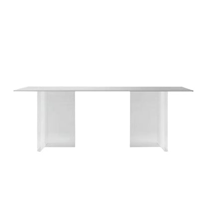 Designer Style 1/4/7 Pieces Dinette Set Acrylic Dining Table and Chairs White 79"L x 35"W Clearhalo 'Dining Room Sets' 'Dining Tables & Seating' 'dining_room_set' 'furn' 'furn_dining_room_set' 'Furniture' 'furniture_dining_room_set' 'Kitchen & Dining Furniture' 4889814