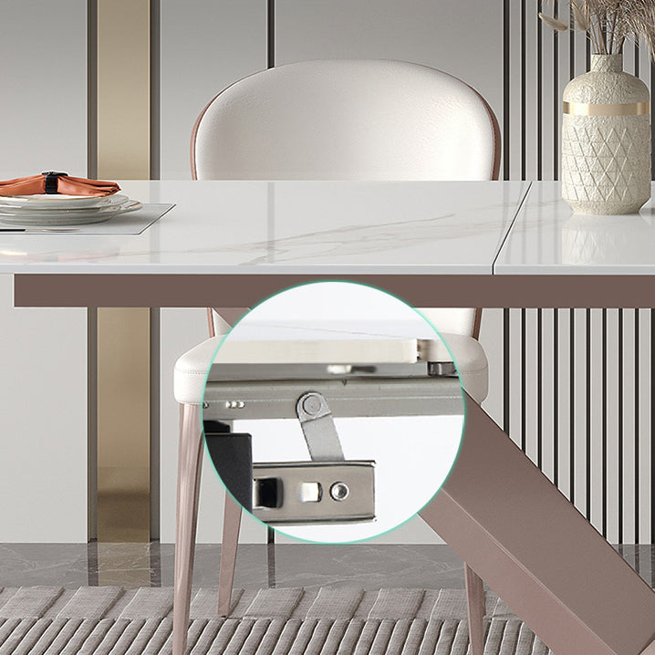 Modern 1/4/5/7 Pieces Silver Dining Table Set with Sintered Stone Top Scalable Dinette Set Clearhalo 'Dining Room Sets' 'Dining Tables & Seating' 'dining_room_set' 'furn' 'furn_dining_room_set' 'Furniture' 'furniture_dining_room_set' 'Kitchen & Dining Furniture' 4889836