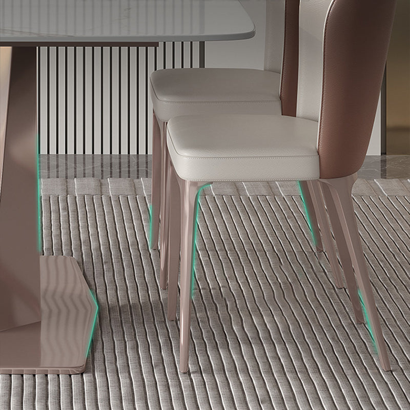 Modern 1/4/5/7 Pieces Silver Dining Table Set with Sintered Stone Top Scalable Dinette Set Clearhalo 'Dining Room Sets' 'Dining Tables & Seating' 'dining_room_set' 'furn' 'furn_dining_room_set' 'Furniture' 'furniture_dining_room_set' 'Kitchen & Dining Furniture' 4889837