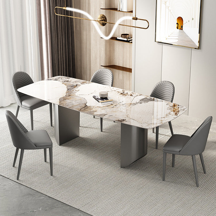 Designer Style 1/3/4/5/6 Pieces Dinette Set Sintered Stone Dining Table and Chairs 6 Pieces: Table, 5 Chairs Clearhalo 'Dining Room Sets' 'Dining Tables & Seating' 'dining_room_set' 'furn' 'furn_dining_room_set' 'Furniture' 'furniture_dining_room_set' 'Kitchen & Dining Furniture' 4889845