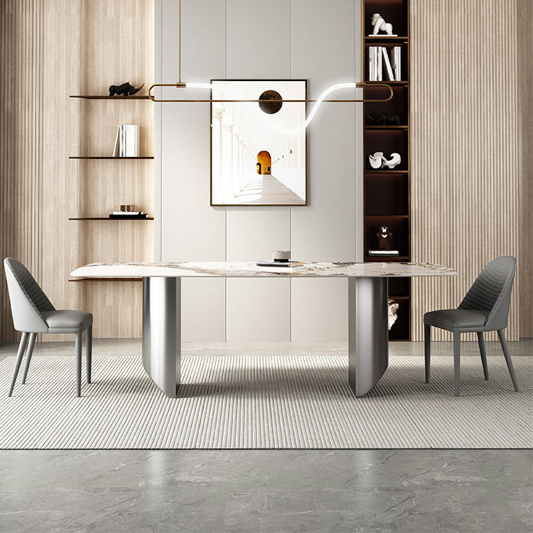 Designer Style 1/3/4/5/6 Pieces Dinette Set Sintered Stone Dining Table and Chairs 3 Pieces: Table, 2 Chairs Clearhalo 'Dining Room Sets' 'Dining Tables & Seating' 'dining_room_set' 'furn' 'furn_dining_room_set' 'Furniture' 'furniture_dining_room_set' 'Kitchen & Dining Furniture' 4889847