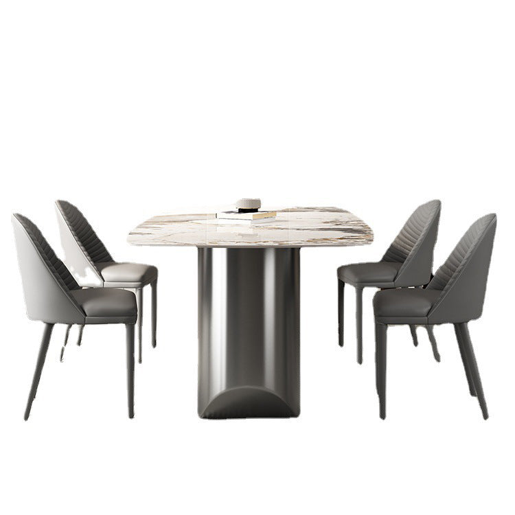 Designer Style 1/3/4/5/6 Pieces Dinette Set Sintered Stone Dining Table and Chairs 5 Pieces: Table, 4 Chairs Clearhalo 'Dining Room Sets' 'Dining Tables & Seating' 'dining_room_set' 'furn' 'furn_dining_room_set' 'Furniture' 'furniture_dining_room_set' 'Kitchen & Dining Furniture' 4889848