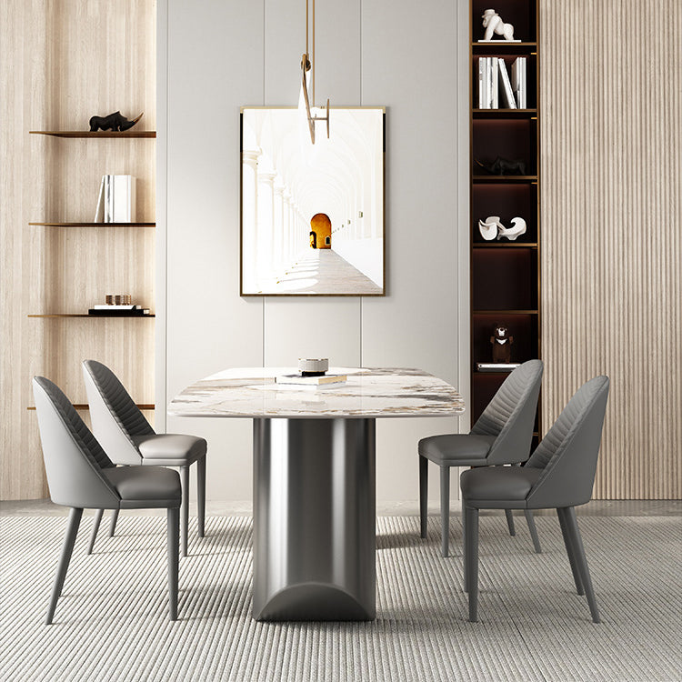 Designer Style 1/3/4/5/6 Pieces Dinette Set Sintered Stone Dining Table and Chairs Clearhalo 'Dining Room Sets' 'Dining Tables & Seating' 'dining_room_set' 'furn' 'furn_dining_room_set' 'Furniture' 'furniture_dining_room_set' 'Kitchen & Dining Furniture' 4889856