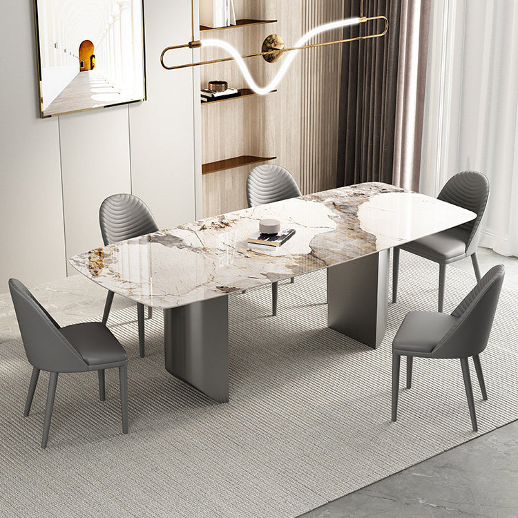 Designer Style 1/3/4/5/6 Pieces Dinette Set Sintered Stone Dining Table and Chairs Clearhalo 'Dining Room Sets' 'Dining Tables & Seating' 'dining_room_set' 'furn' 'furn_dining_room_set' 'Furniture' 'furniture_dining_room_set' 'Kitchen & Dining Furniture' 4889858