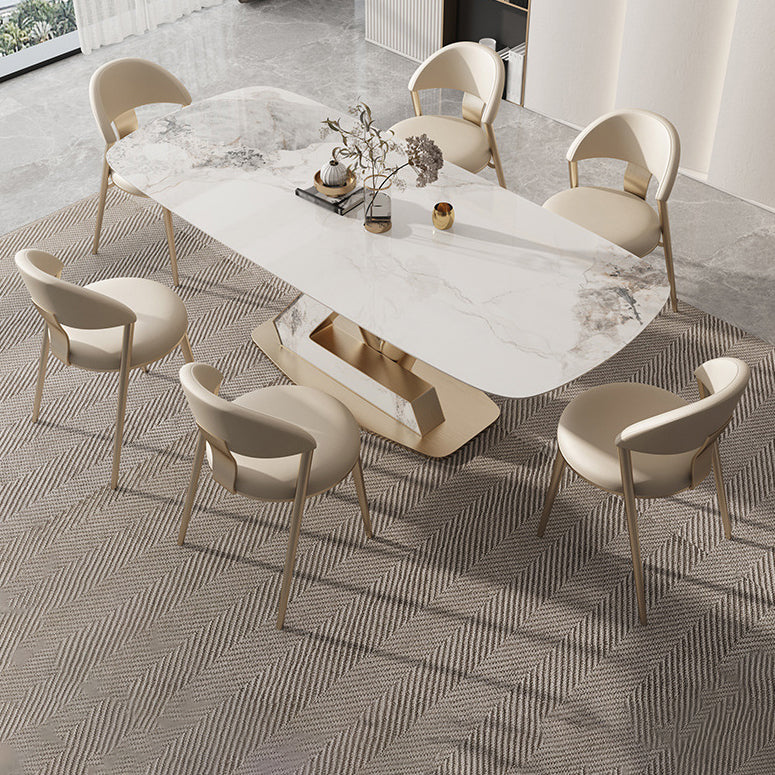 1/2/5/7/9 Pieces Dining Chairs Set Sintered Stone Dining Table Set Rectangle Table 7 Pieces: Table, 6 Chairs Clearhalo 'Dining Room Sets' 'Dining Tables & Seating' 'dining_room_set' 'furn' 'furn_dining_room_set' 'Furniture' 'furniture_dining_room_set' 'Kitchen & Dining Furniture' 4889870