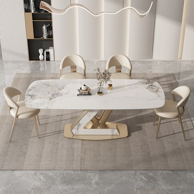 1/2/5/7/9 Pieces Dining Chairs Set Sintered Stone Dining Table Set Rectangle Table Clearhalo 'Dining Room Sets' 'Dining Tables & Seating' 'dining_room_set' 'furn' 'furn_dining_room_set' 'Furniture' 'furniture_dining_room_set' 'Kitchen & Dining Furniture' 4889871