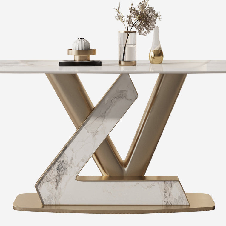 1/2/5/7/9 Pieces Dining Chairs Set Sintered Stone Dining Table Set Rectangle Table Clearhalo 'Dining Room Sets' 'Dining Tables & Seating' 'dining_room_set' 'furn' 'furn_dining_room_set' 'Furniture' 'furniture_dining_room_set' 'Kitchen & Dining Furniture' 4889873