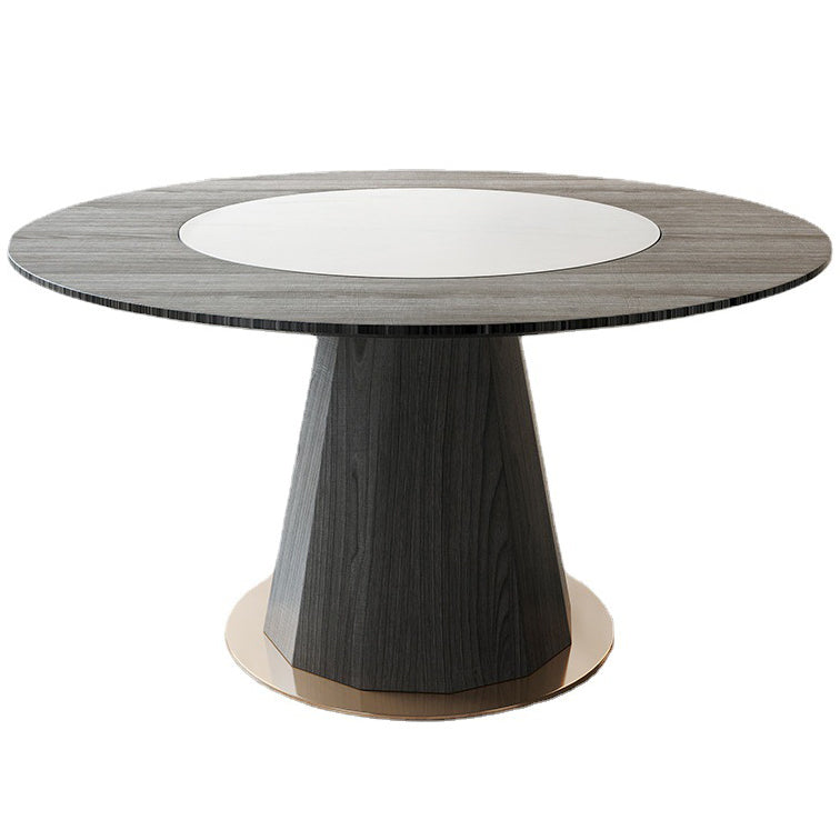 Modern 1/3/5/6/7 Pieces Dining Set Solid Wood Dining Table Set for Dining Areas Black 59"L x 59"W Clearhalo 'Dining Room Sets' 'Dining Tables & Seating' 'dining_room_set' 'furn' 'furn_dining_room_set' 'Furniture' 'furniture_dining_room_set' 'Kitchen & Dining Furniture' 4889888