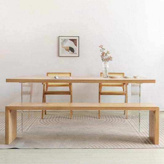 Modern 1/2/4 Pieces Rectangle Dining Table Set Ash Wood Dinette Set with Acrylic Base Clearhalo 'Dining Room Sets' 'Dining Tables & Seating' 'dining_room_set' 'furn' 'furn_dining_room_set' 'Furniture' 'furniture_dining_room_set' 'Kitchen & Dining Furniture' 4889901