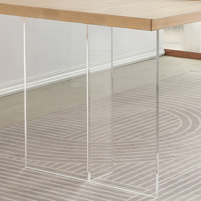 Modern 1/2/4 Pieces Rectangle Dining Table Set Ash Wood Dinette Set with Acrylic Base Clearhalo 'Dining Room Sets' 'Dining Tables & Seating' 'dining_room_set' 'furn' 'furn_dining_room_set' 'Furniture' 'furniture_dining_room_set' 'Kitchen & Dining Furniture' 4889908