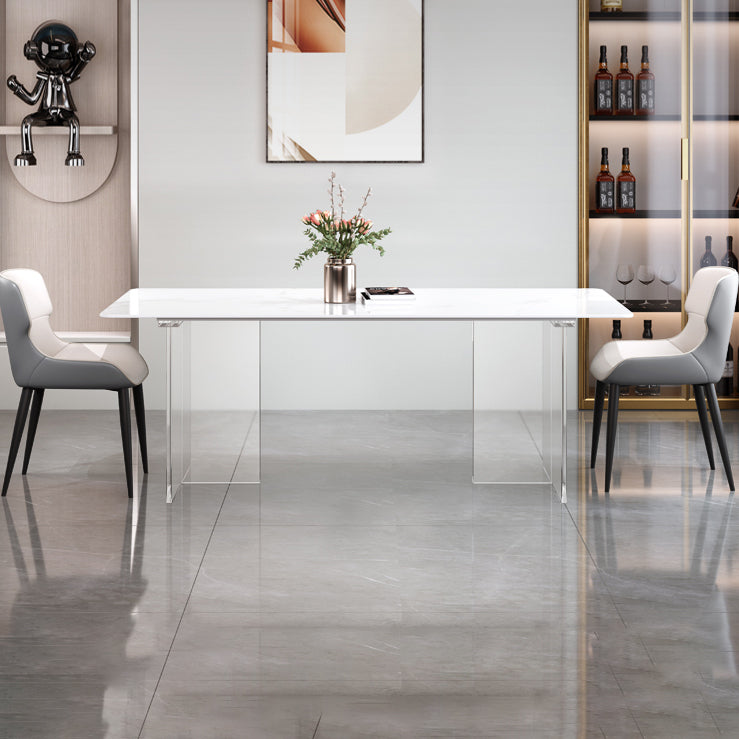 Designer Style 1/3/4/5 Pieces Dining Set Sintered Stone Dining Table with Leather Chairs 3 Pieces: Table, 2 Chairs Clearhalo 'Dining Room Sets' 'Dining Tables & Seating' 'dining_room_set' 'furn' 'furn_dining_room_set' 'Furniture' 'furniture_dining_room_set' 'Kitchen & Dining Furniture' 4889920