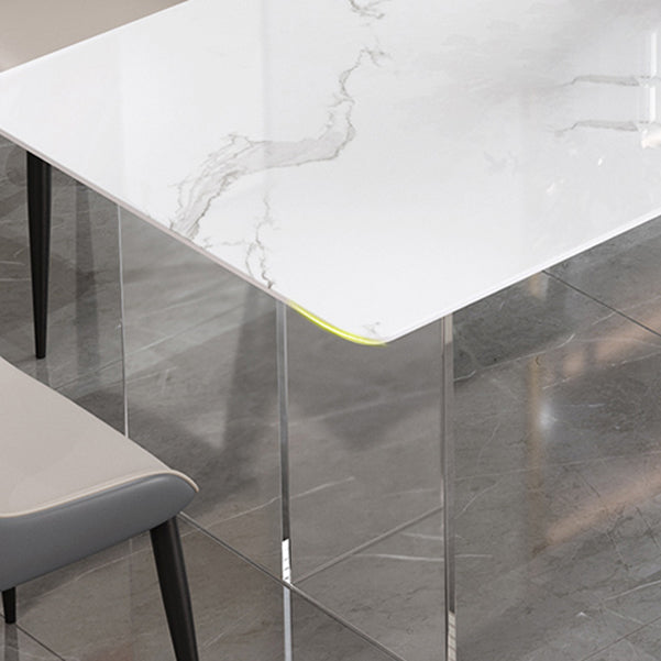 Designer Style 1/3/4/5 Pieces Dining Set Sintered Stone Dining Table with Leather Chairs Clearhalo 'Dining Room Sets' 'Dining Tables & Seating' 'dining_room_set' 'furn' 'furn_dining_room_set' 'Furniture' 'furniture_dining_room_set' 'Kitchen & Dining Furniture' 4889922