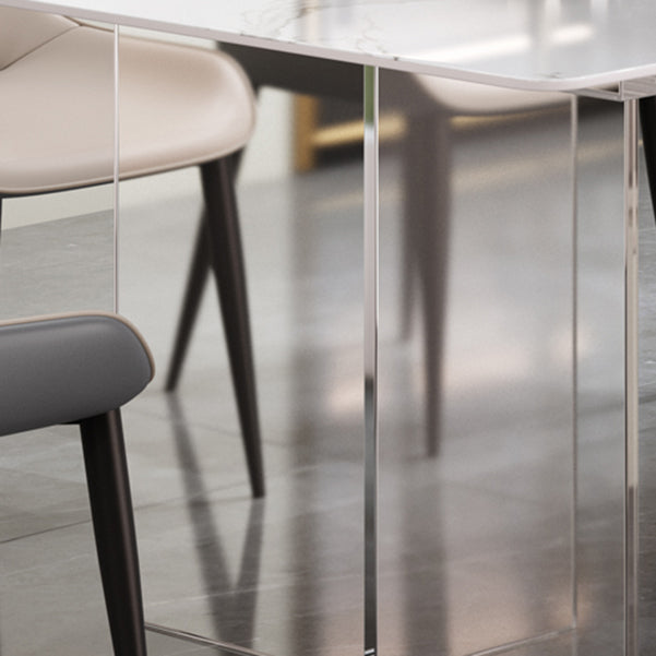 Designer Style 1/3/4/5 Pieces Dining Set Sintered Stone Dining Table with Leather Chairs Clearhalo 'Dining Room Sets' 'Dining Tables & Seating' 'dining_room_set' 'furn' 'furn_dining_room_set' 'Furniture' 'furniture_dining_room_set' 'Kitchen & Dining Furniture' 4889924