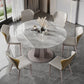 Glam 1/5/7 Pieces Dining Set Rectangular Sintered Stone Dining Table Set 7 Pieces: Table, 6 Yellow Chairs Clearhalo 'Dining Room Sets' 'Dining Tables & Seating' 'dining_room_set' 'furn' 'furn_dining_room_set' 'Furniture' 'furniture_dining_room_set' 'Kitchen & Dining Furniture' 4889934