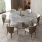 Glam 1/5/7 Pieces Dining Set Rectangular Sintered Stone Dining Table Set 7 Pieces: Table, 6 Brown Chairs Clearhalo 'Dining Room Sets' 'Dining Tables & Seating' 'dining_room_set' 'furn' 'furn_dining_room_set' 'Furniture' 'furniture_dining_room_set' 'Kitchen & Dining Furniture' 4889935