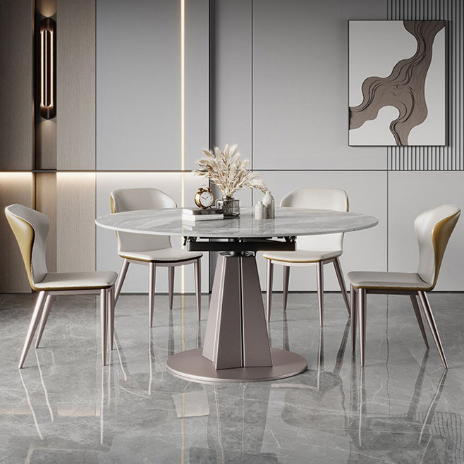 Glam 1/5/7 Pieces Dining Set Rectangular Sintered Stone Dining Table Set 5 Pieces: Table, 4 Yellow Chairs Clearhalo 'Dining Room Sets' 'Dining Tables & Seating' 'dining_room_set' 'furn' 'furn_dining_room_set' 'Furniture' 'furniture_dining_room_set' 'Kitchen & Dining Furniture' 4889937