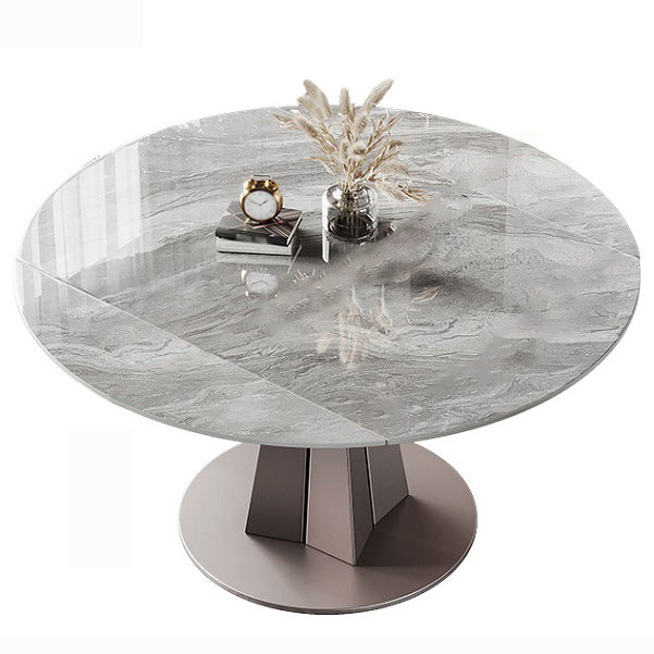 Glam 1/5/7 Pieces Dining Set Rectangular Sintered Stone Dining Table Set Grey 59"L x 59"W Clearhalo 'Dining Room Sets' 'Dining Tables & Seating' 'dining_room_set' 'furn' 'furn_dining_room_set' 'Furniture' 'furniture_dining_room_set' 'Kitchen & Dining Furniture' 4889938