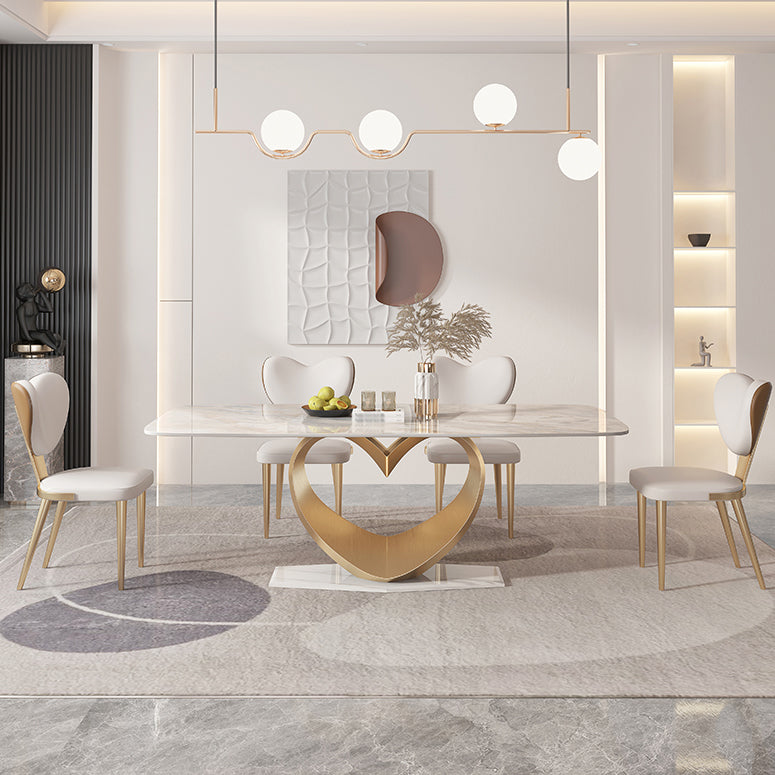 1/4/5/7/9 Pieces Dining Chairs Set Sintered Stone Dining Table Set Rectangle Table 5 Pieces: Table, 4 Chairs Clearhalo 'Dining Room Sets' 'Dining Tables & Seating' 'dining_room_set' 'furn' 'furn_dining_room_set' 'Furniture' 'furniture_dining_room_set' 'Kitchen & Dining Furniture' 4889953