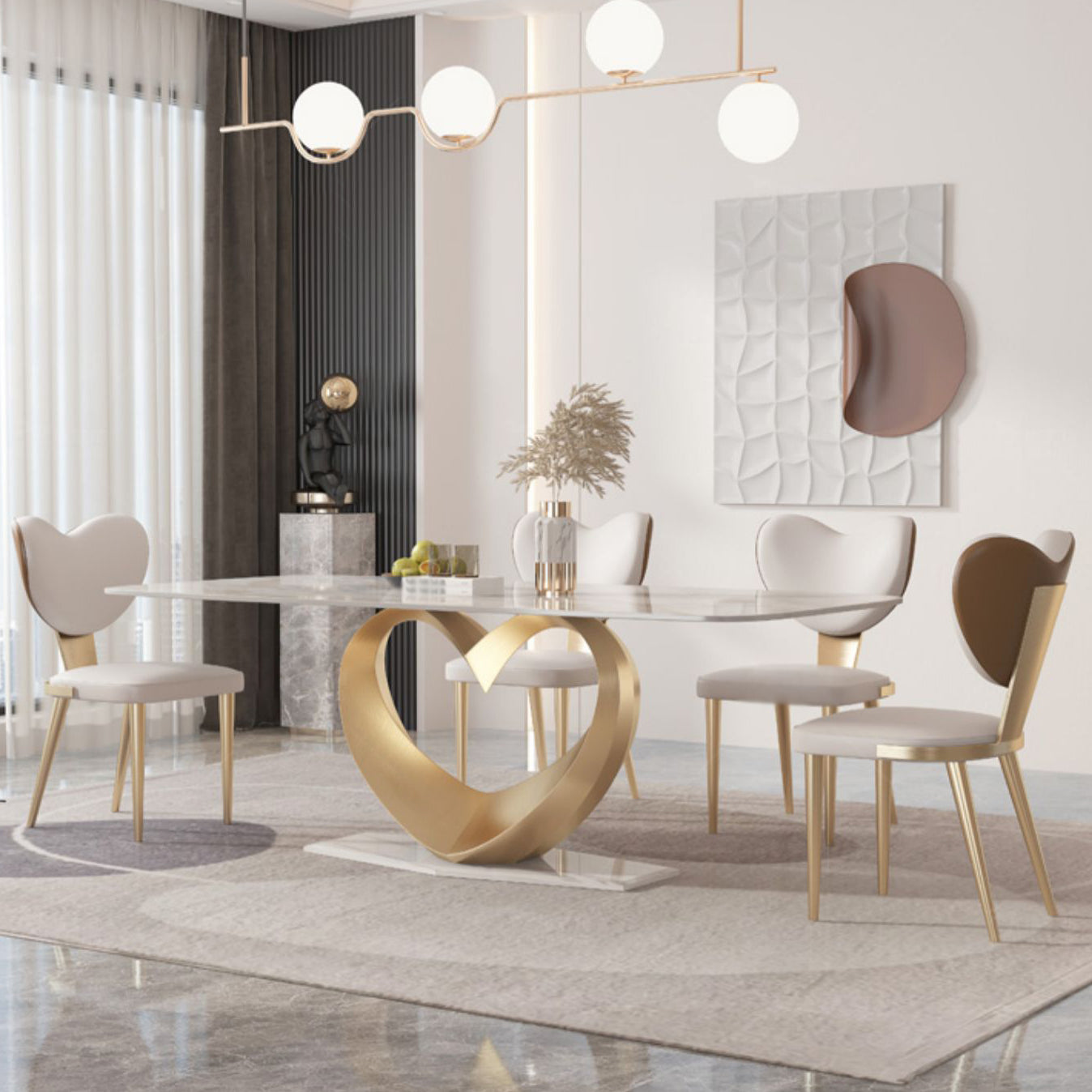 1/4/5/7/9 Pieces Dining Chairs Set Sintered Stone Dining Table Set Rectangle Table Clearhalo 'Dining Room Sets' 'Dining Tables & Seating' 'dining_room_set' 'furn' 'furn_dining_room_set' 'Furniture' 'furniture_dining_room_set' 'Kitchen & Dining Furniture' 4889962