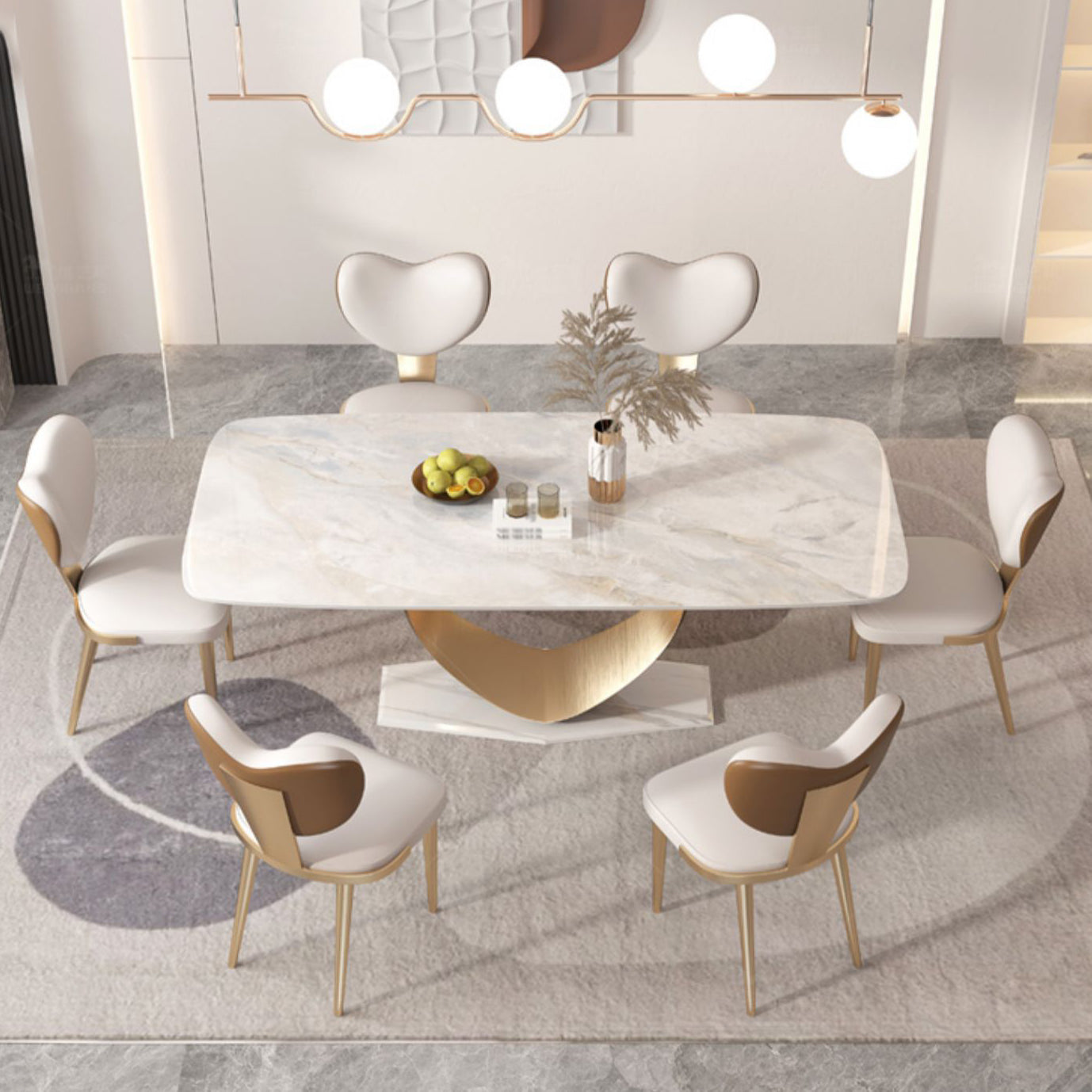 1/4/5/7/9 Pieces Dining Chairs Set Sintered Stone Dining Table Set Rectangle Table Clearhalo 'Dining Room Sets' 'Dining Tables & Seating' 'dining_room_set' 'furn' 'furn_dining_room_set' 'Furniture' 'furniture_dining_room_set' 'Kitchen & Dining Furniture' 4889963
