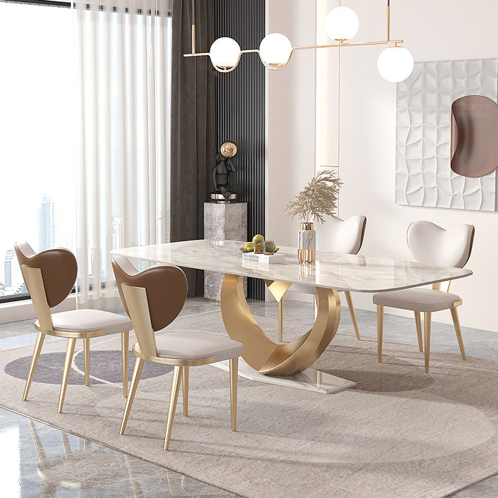 1/4/5/7/9 Pieces Dining Chairs Set Sintered Stone Dining Table Set Rectangle Table Clearhalo 'Dining Room Sets' 'Dining Tables & Seating' 'dining_room_set' 'furn' 'furn_dining_room_set' 'Furniture' 'furniture_dining_room_set' 'Kitchen & Dining Furniture' 4889965