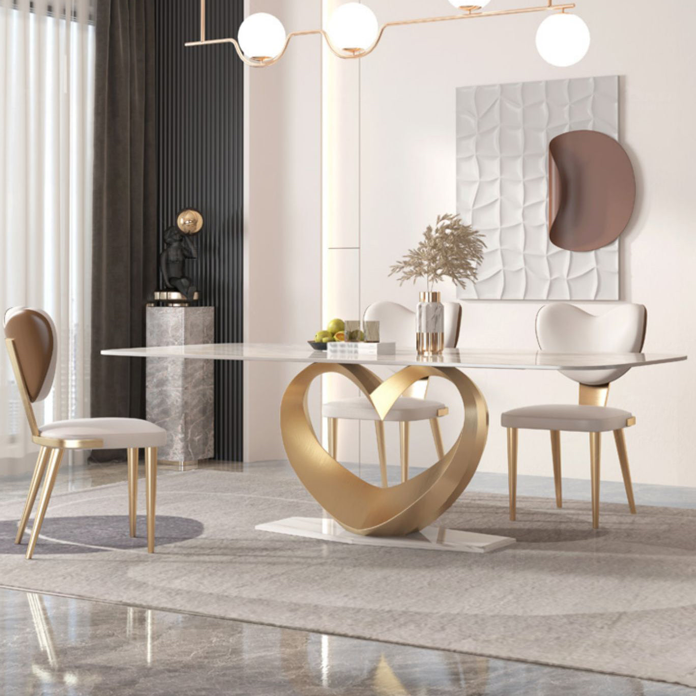 1/4/5/7/9 Pieces Dining Chairs Set Sintered Stone Dining Table Set Rectangle Table Clearhalo 'Dining Room Sets' 'Dining Tables & Seating' 'dining_room_set' 'furn' 'furn_dining_room_set' 'Furniture' 'furniture_dining_room_set' 'Kitchen & Dining Furniture' 4889966