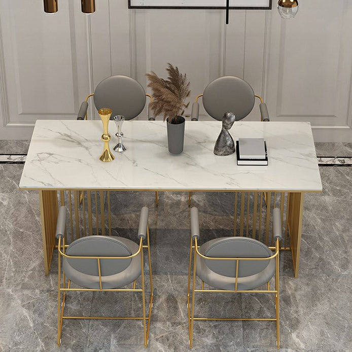 Luxury 1/5 Pieces Rectangle Dining Set Sintered Stone Dining Table with Leather Chairs Clearhalo 'Dining Room Sets' 'Dining Tables & Seating' 'dining_room_set' 'furn' 'furn_dining_room_set' 'Furniture' 'furniture_dining_room_set' 'Kitchen & Dining Furniture' 4889984