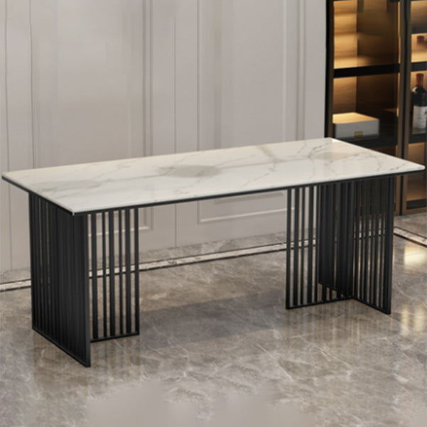 Luxury 1/5 Pieces Rectangle Dining Set Sintered Stone Dining Table with Leather Chairs Black 70.9"L x 35.4"W Clearhalo 'Dining Room Sets' 'Dining Tables & Seating' 'dining_room_set' 'furn' 'furn_dining_room_set' 'Furniture' 'furniture_dining_room_set' 'Kitchen & Dining Furniture' 4889985