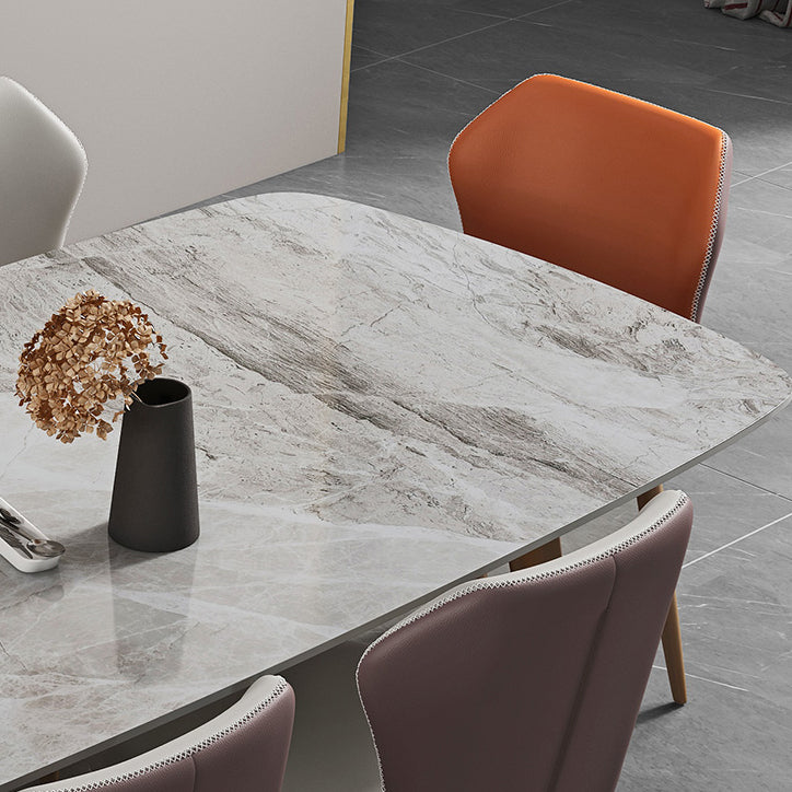 Glam 1/2/5/7 Pieces Dining Table Set with Grey Sintered Stone Top Rectangle Dinette Set Clearhalo 'Dining Room Sets' 'Dining Tables & Seating' 'dining_room_set' 'furn' 'furn_dining_room_set' 'Furniture' 'furniture_dining_room_set' 'Kitchen & Dining Furniture' 4890005