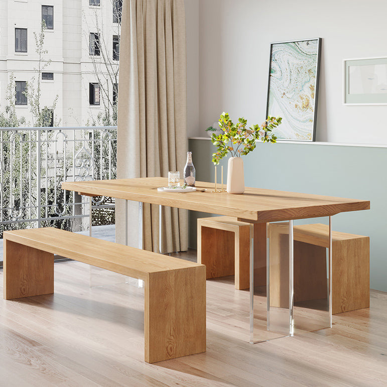Modern 1/2/3/4/5 Pieces Dining Bench Set Solid Wood Dining Room Furniture 4 Pieces: Table, 2 Stools, 1 Bench Clearhalo 'Dining Room Sets' 'Dining Tables & Seating' 'dining_room_set' 'furn' 'furn_dining_room_set' 'Furniture' 'furniture_dining_room_set' 'Kitchen & Dining Furniture' 4890013