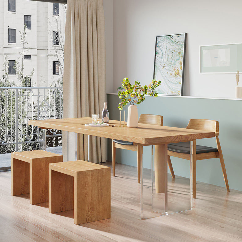 Modern 1/2/3/4/5 Pieces Dining Bench Set Solid Wood Dining Room Furniture 5 Pieces: Table, 2 Chairs, 2 Stools Clearhalo 'Dining Room Sets' 'Dining Tables & Seating' 'dining_room_set' 'furn' 'furn_dining_room_set' 'Furniture' 'furniture_dining_room_set' 'Kitchen & Dining Furniture' 4890015